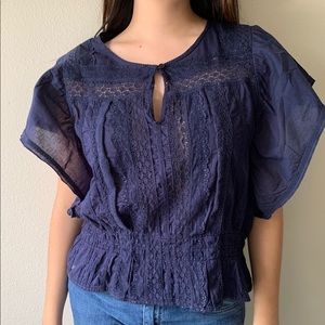 Navy Blue Eyelet Shirt